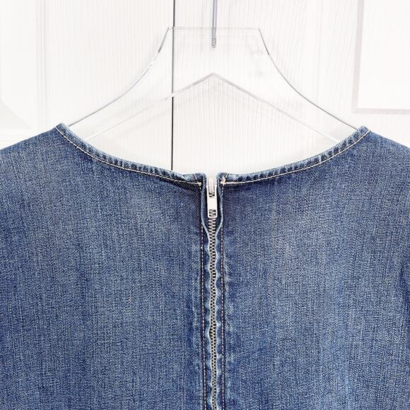Current/Elliott The Frayed Edge Denim Shift Dress - Picture 9 of 9